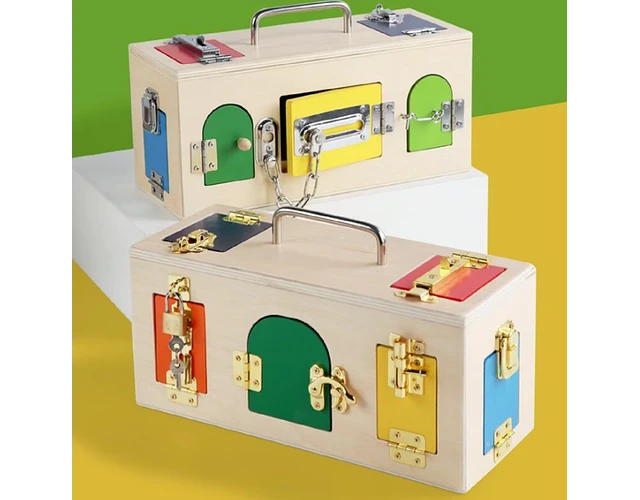 Caja Cerraduras Motricidad Didactico de Madera