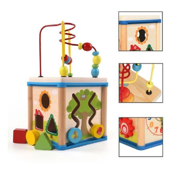 Cubo de actividades de madera 5 en 1 Juanito