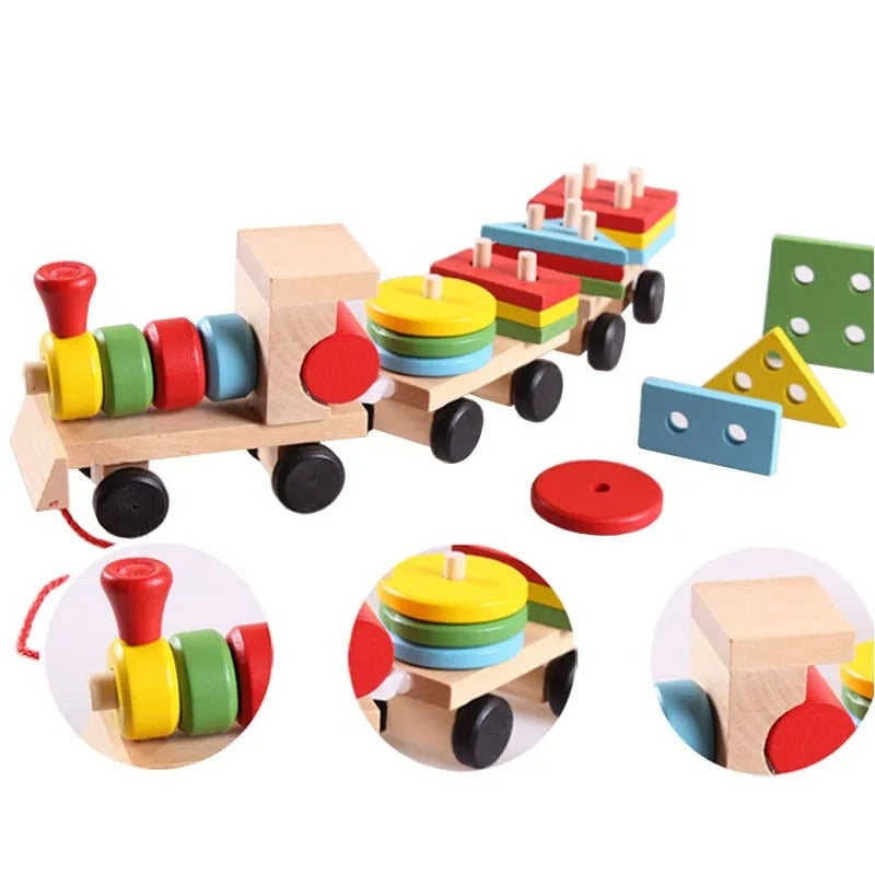 Tren de Encaje figuras geométricas / madera