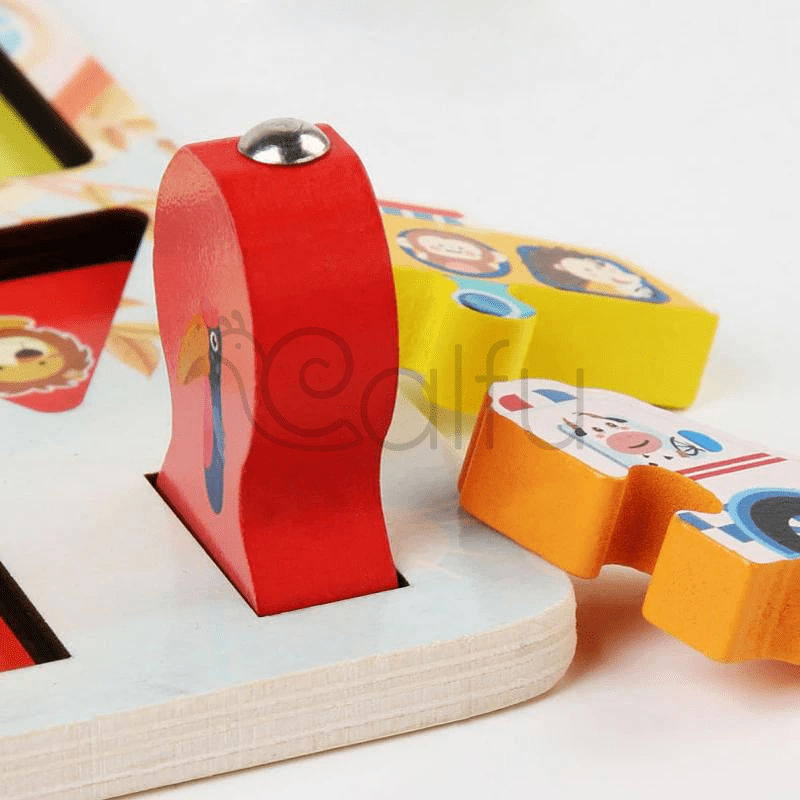 Tablero Madera 3 en 1 (Cerraduras + Encaje + Pesca) para bebé y niños