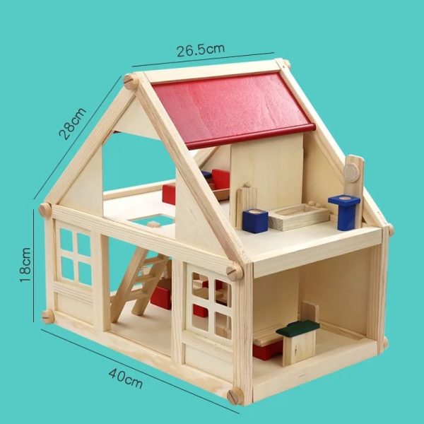 Casa de muñecas Madera 2 Pisos Amoblada 40cms