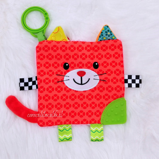 Paño Sensorial para Bebé con Mordedor – Gatito