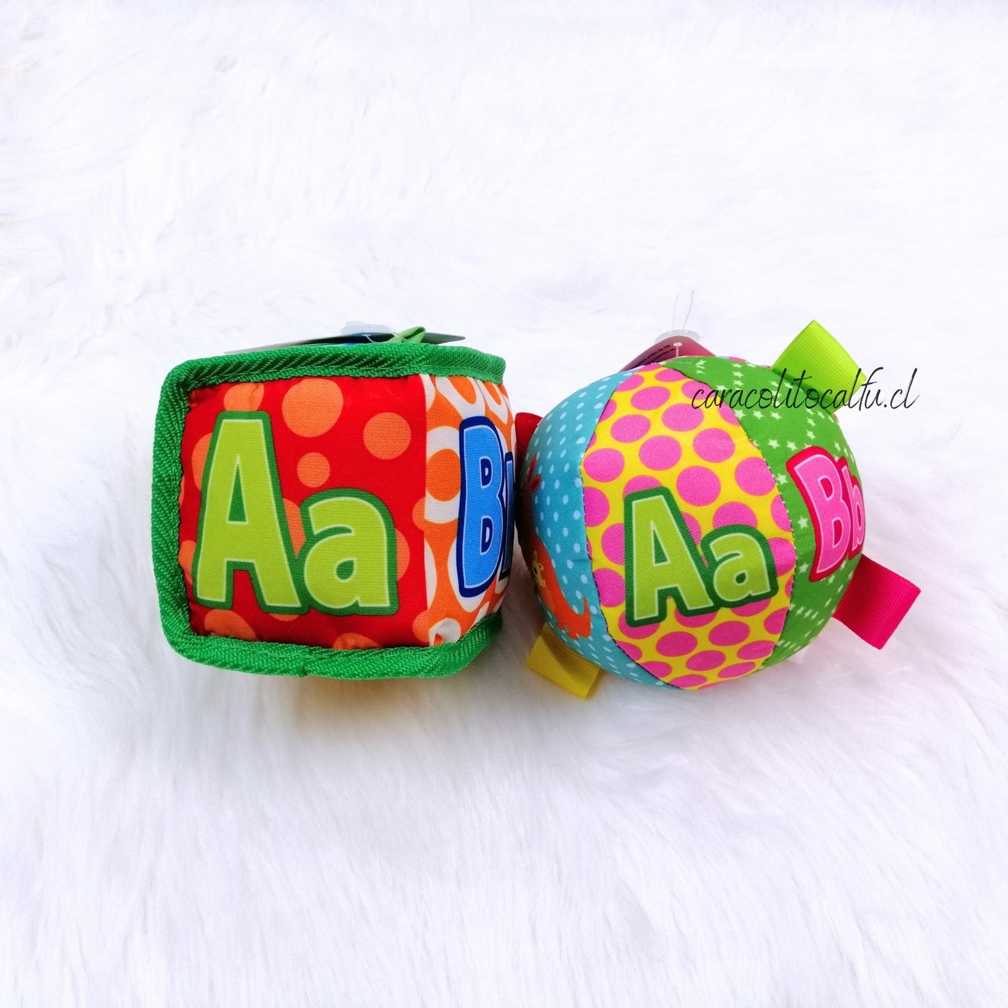 Pack Sensorial para Bebé – Cubo y Pelota de Tela con Colores y Texturas