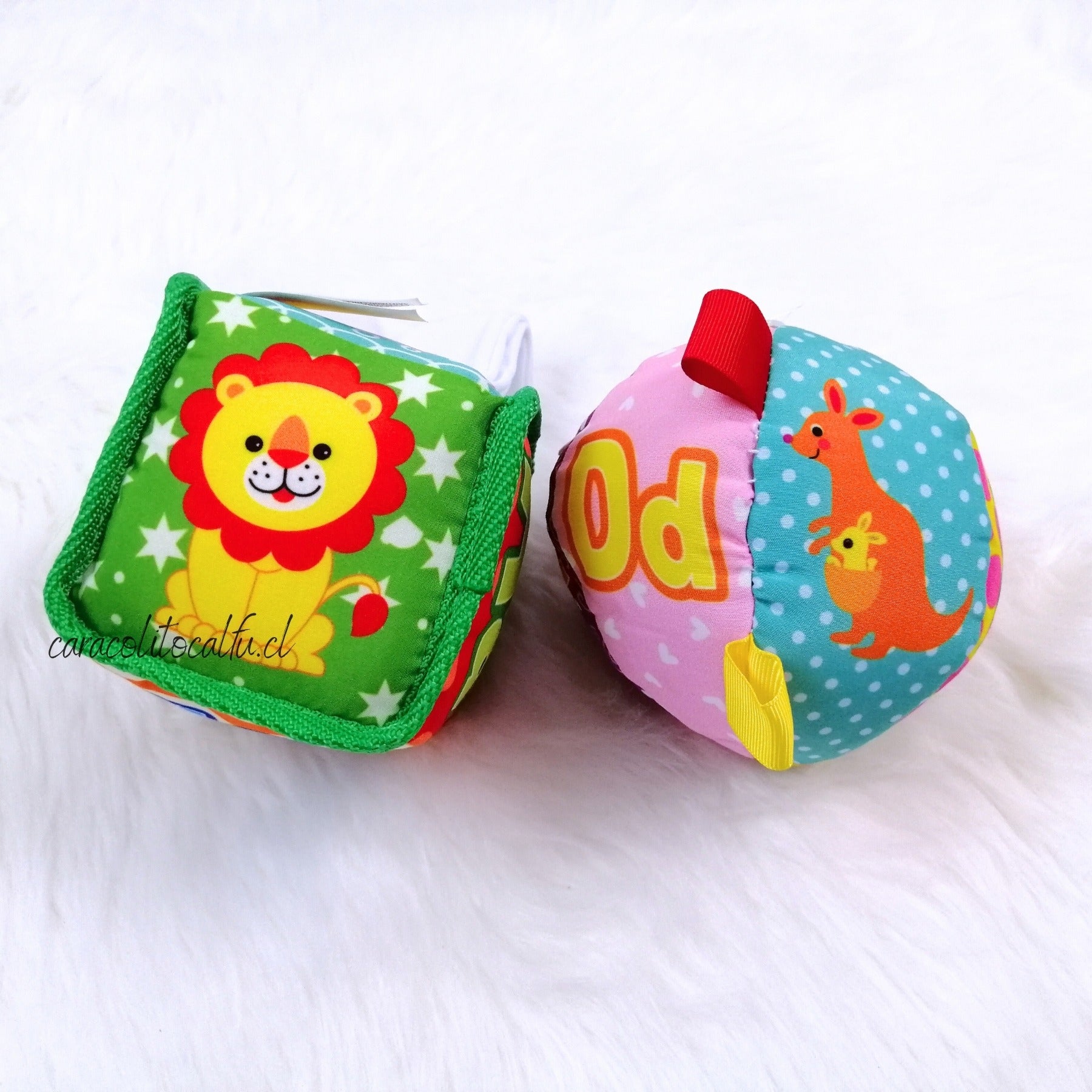 Pack Sensorial para Bebé – Cubo y Pelota de Tela con Colores y Texturas