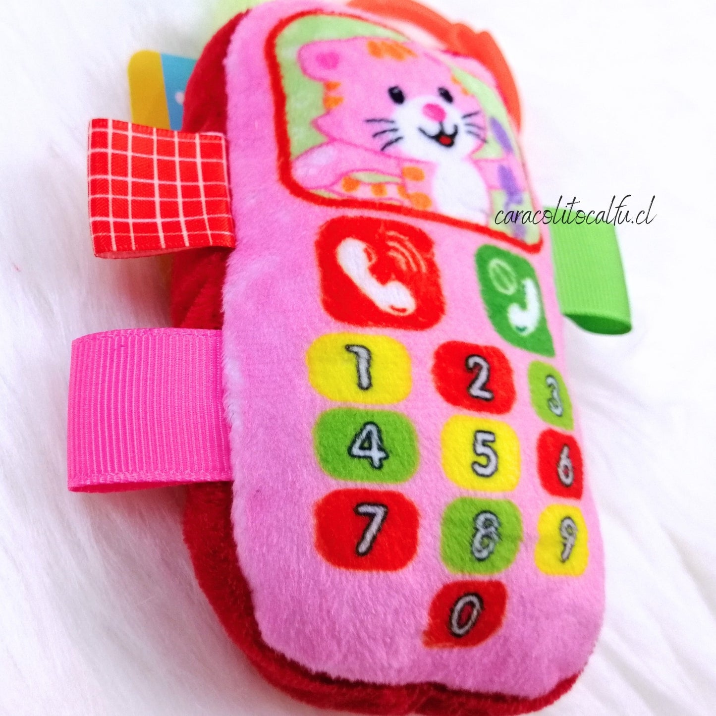 Peluche Sensorial Teléfono para Bebé - Diseño Gatita