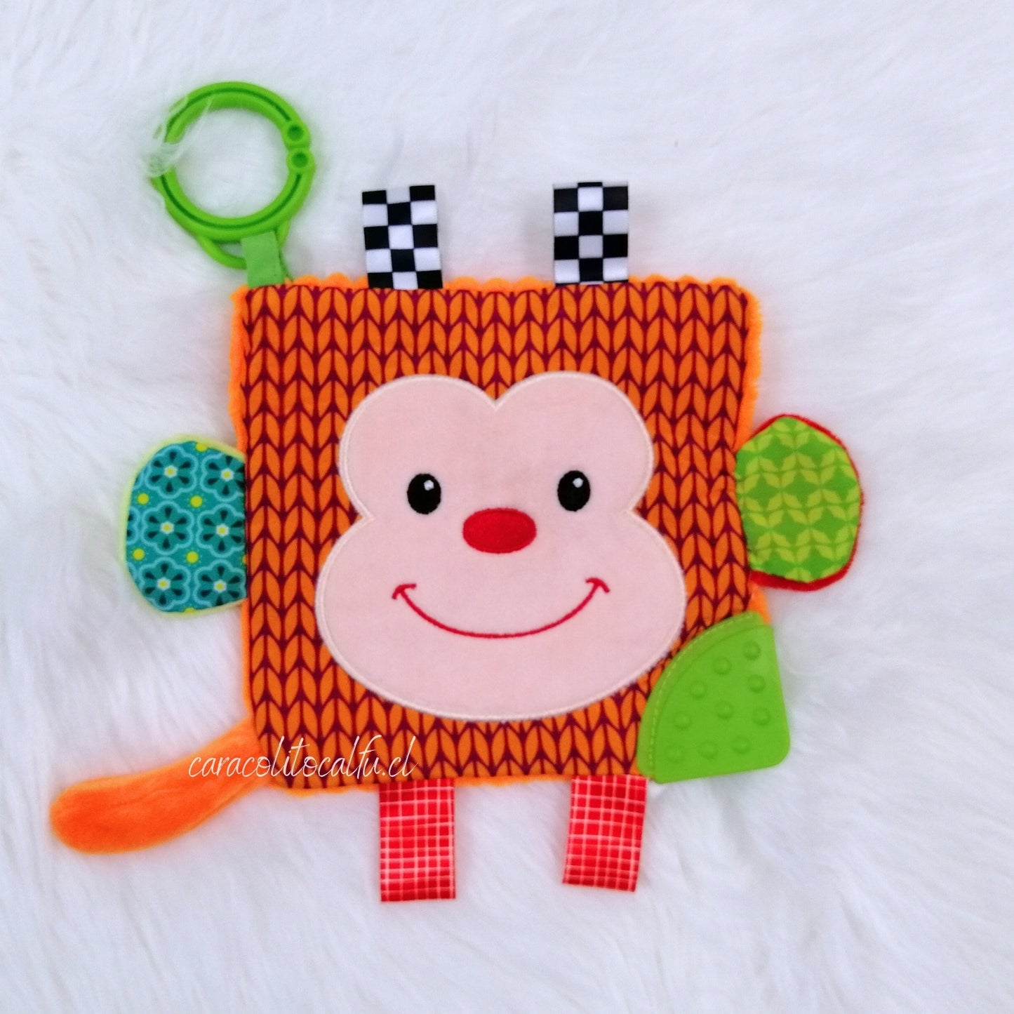 Paño Sensorial para Bebé con Mordedor – Monito
