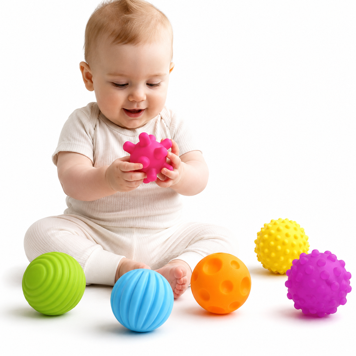 Set Sensorial Arcoíris: 6 Pelotas Texturizadas