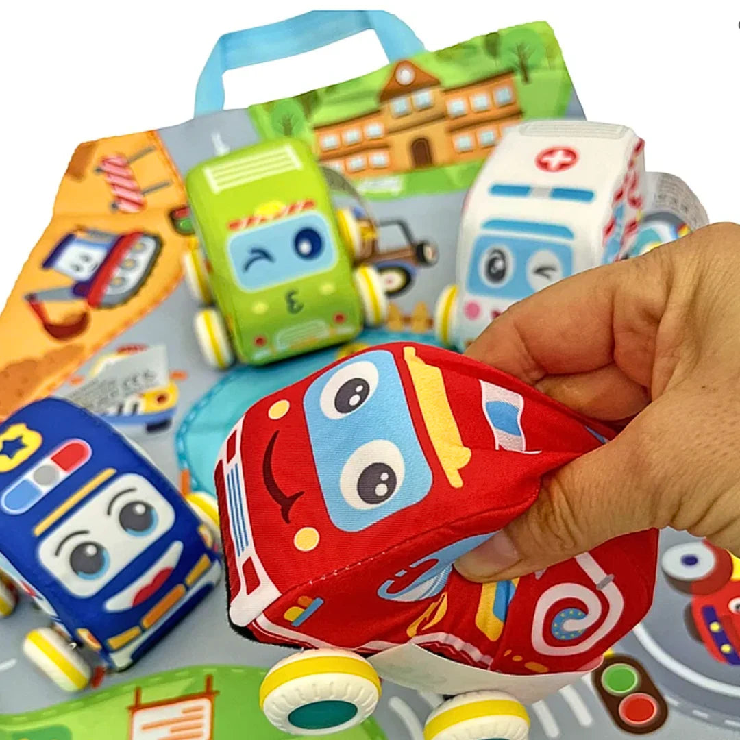 Set 4 Autos de Tela Acolchados a Fricción