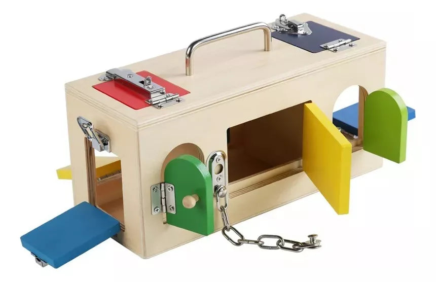 Caja Cerraduras Motricidad Didactico de Madera