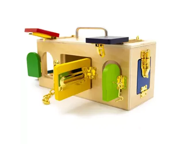 Caja Cerraduras Motricidad Didactico de Madera