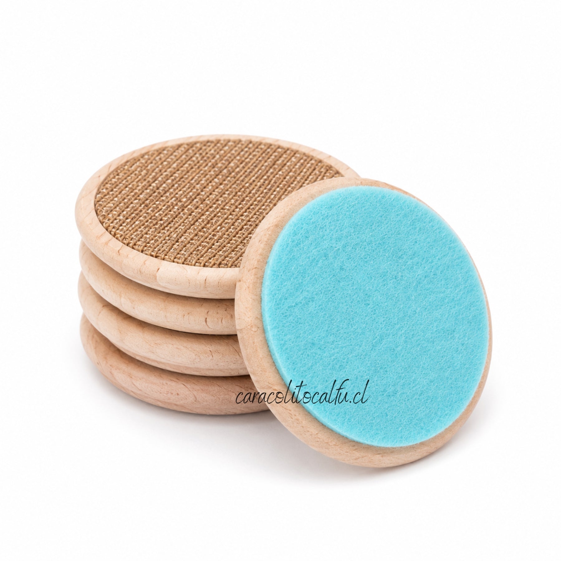 Set de Discos Sensoriales de Madera con Texturas y Bolsa de Tela