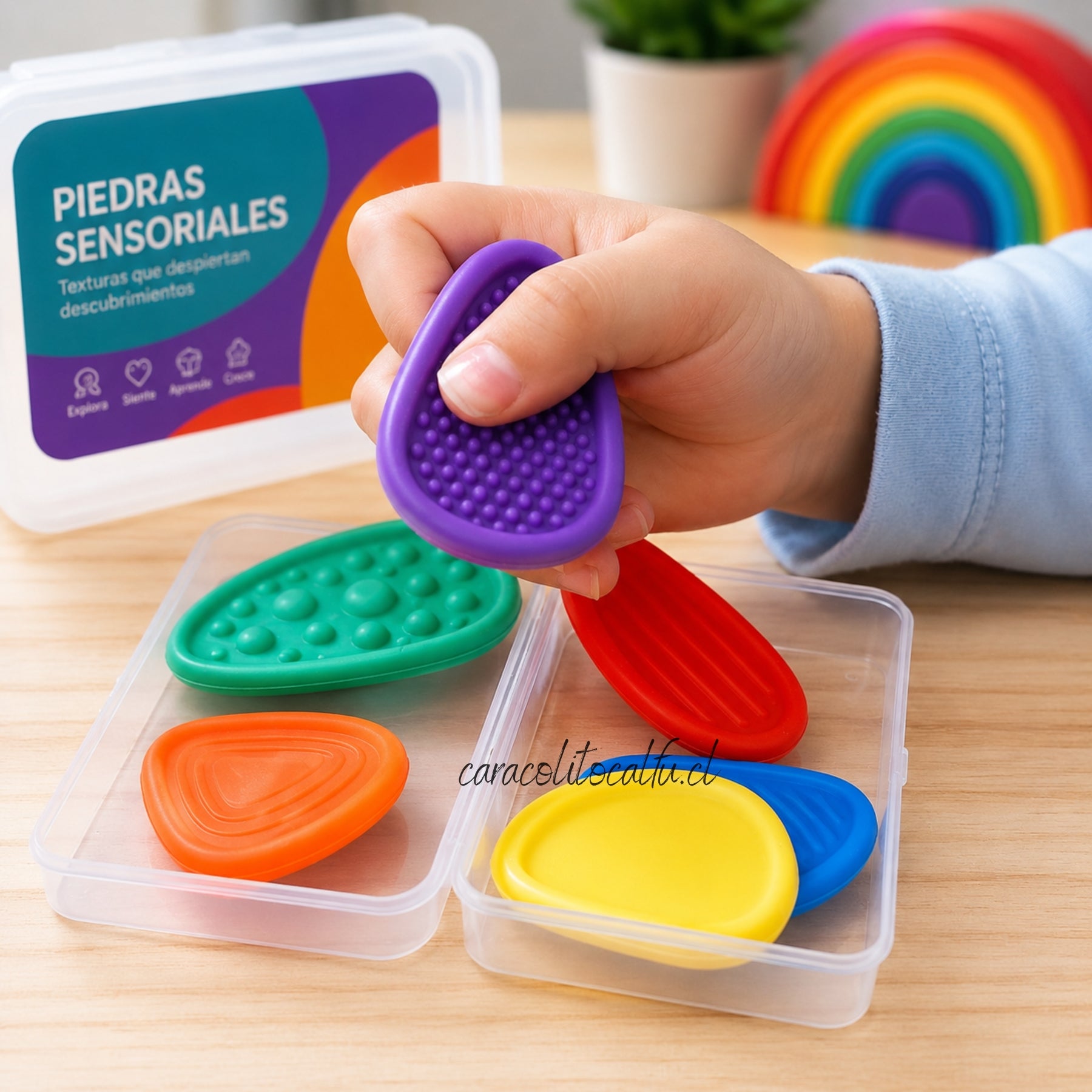 Piedras Sensoriales - Set de 6 Texturas con Estuche