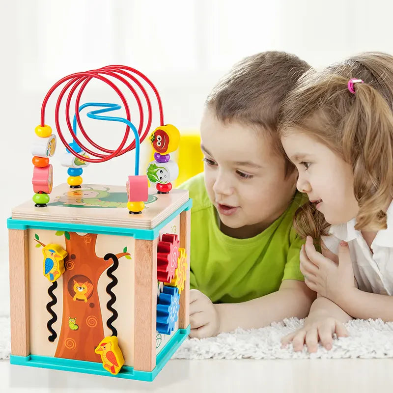 Cubo de actividades de madera 5 en 1 Búho