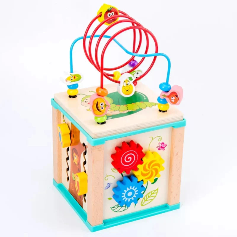 Cubo de actividades de madera 5 en 1 Búho