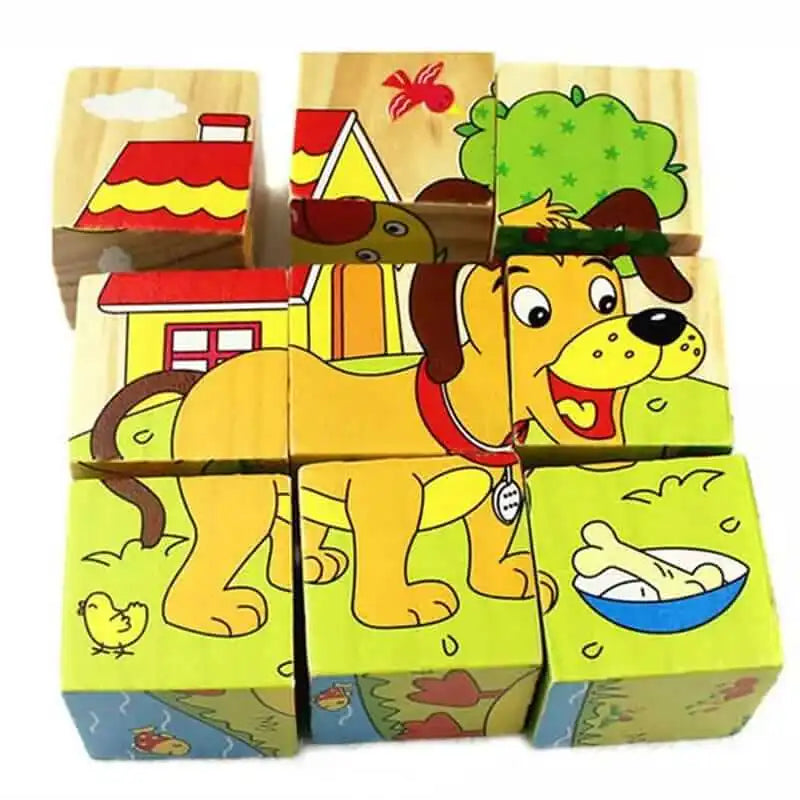 Puzzle 9 Cubos de Madera