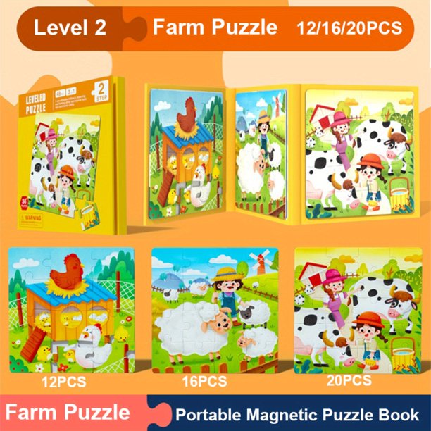 Libro Rompecabezas Magnéticos 3 en 1 (Nivel 2) Granja