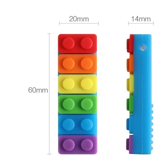 Mordedor Sensorial Lego Arcoíris – Collar de Silicona para Masticar (Niños y Bebés con Hipersensibilidad Oral)