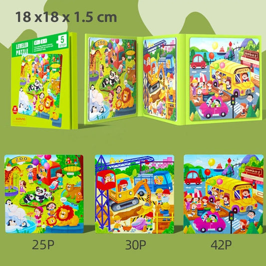 Libro Rompecabezas Magnéticos 3 en 1 (Nivel 5) Zoo
