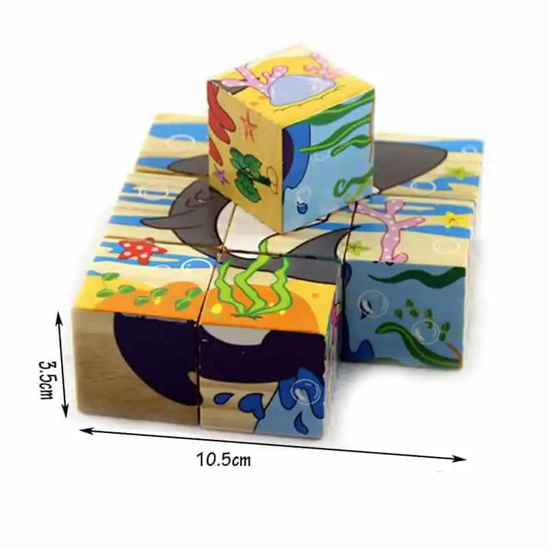 Puzzle 9 Cubos de Madera