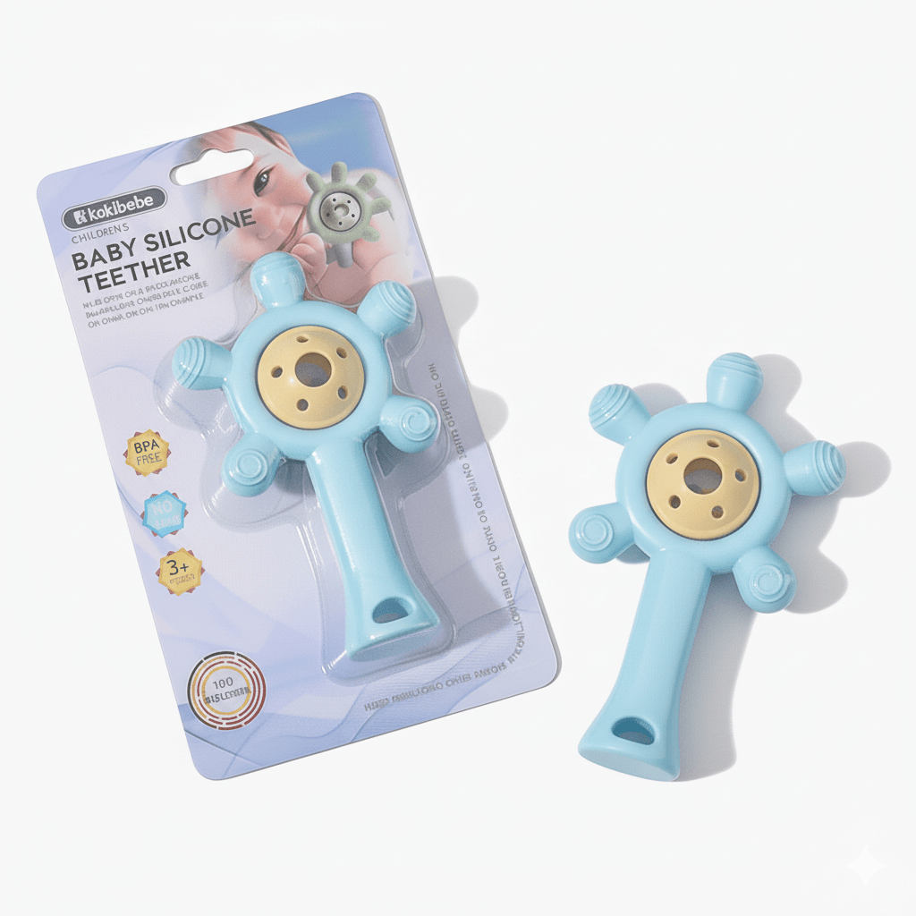 Mordedor de Silicona para Bebés con Sonajero
