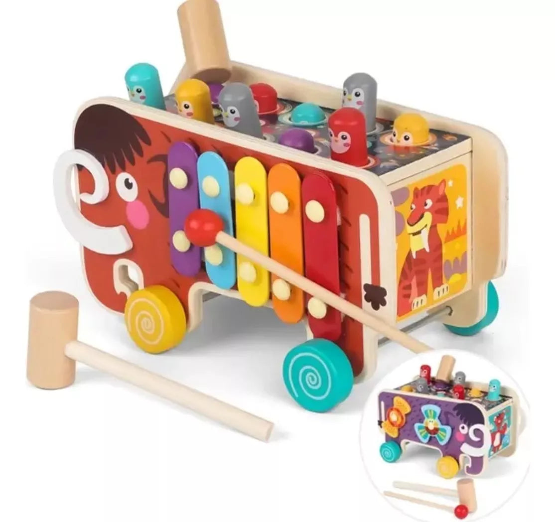 Elefante de Madera: Golpea al Topo + Xilófono + Spinners
