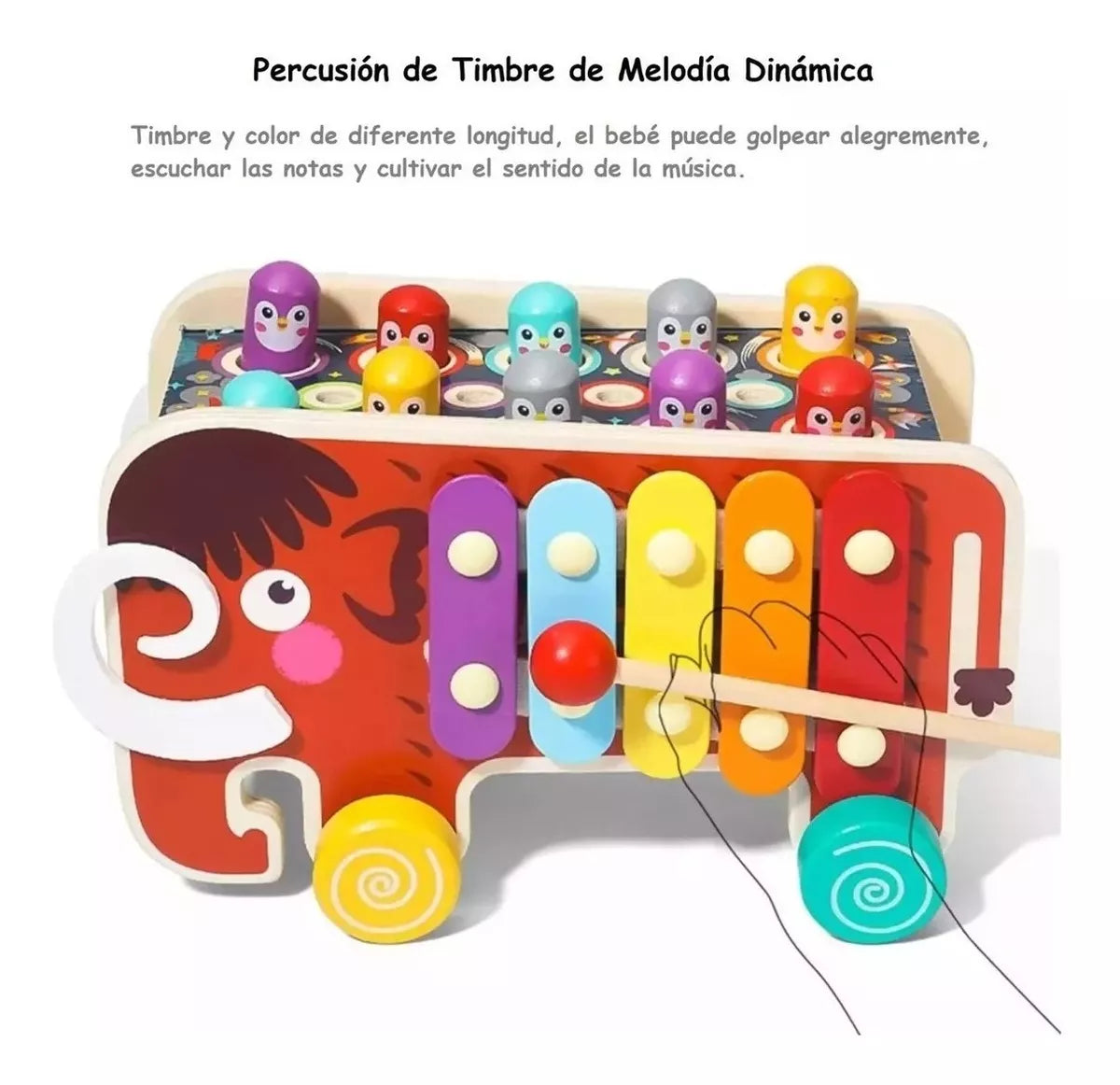 Elefante de Madera: Golpea al Topo + Xilófono + Spinners