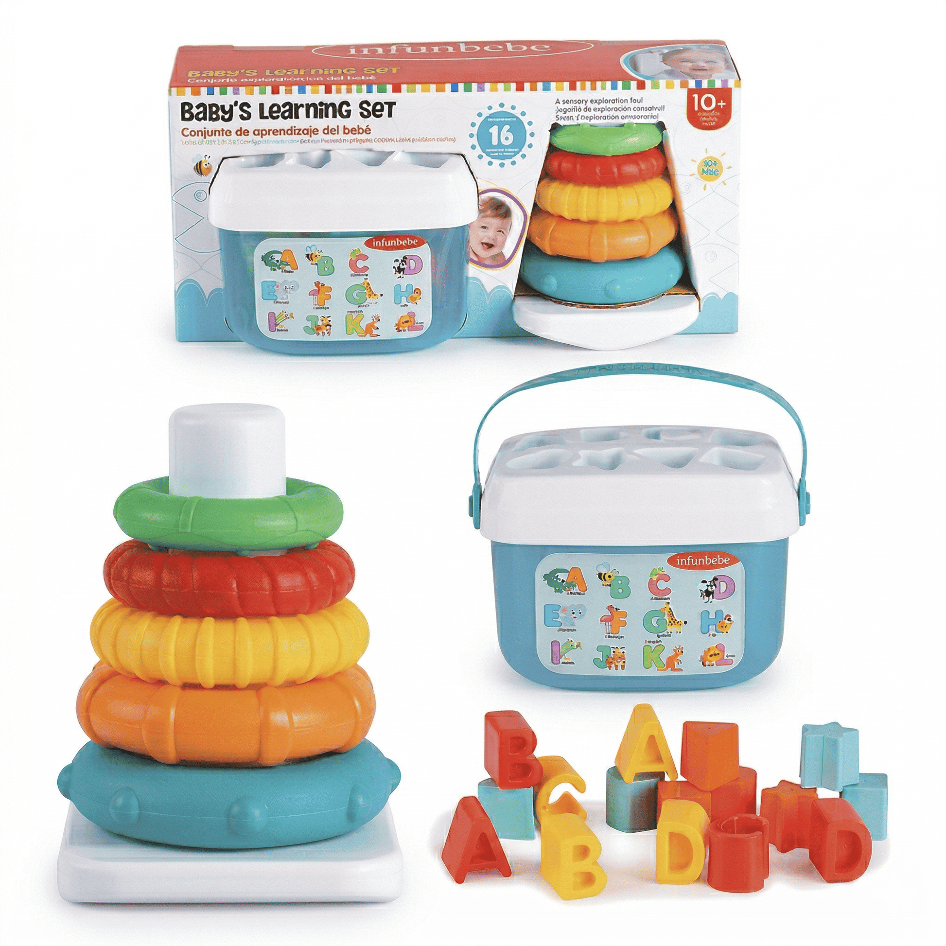 Set estimulación para bebé 2 en 1 Encaje y Apilable