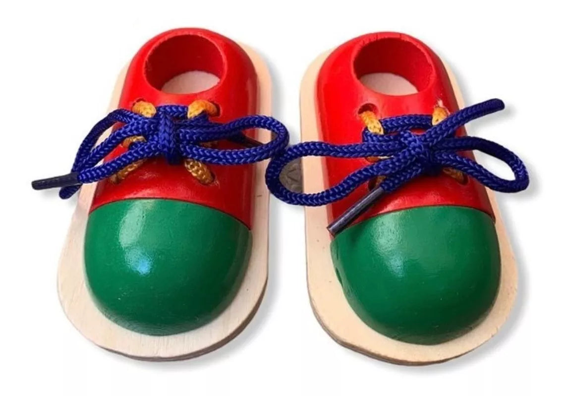 Zapatos Didácticos De Madera - Aprender A Amarrar Cordones
